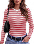 Zeagoo Women Long Sleeve Shirts Ribbed Tops Crewneck Basic Tee