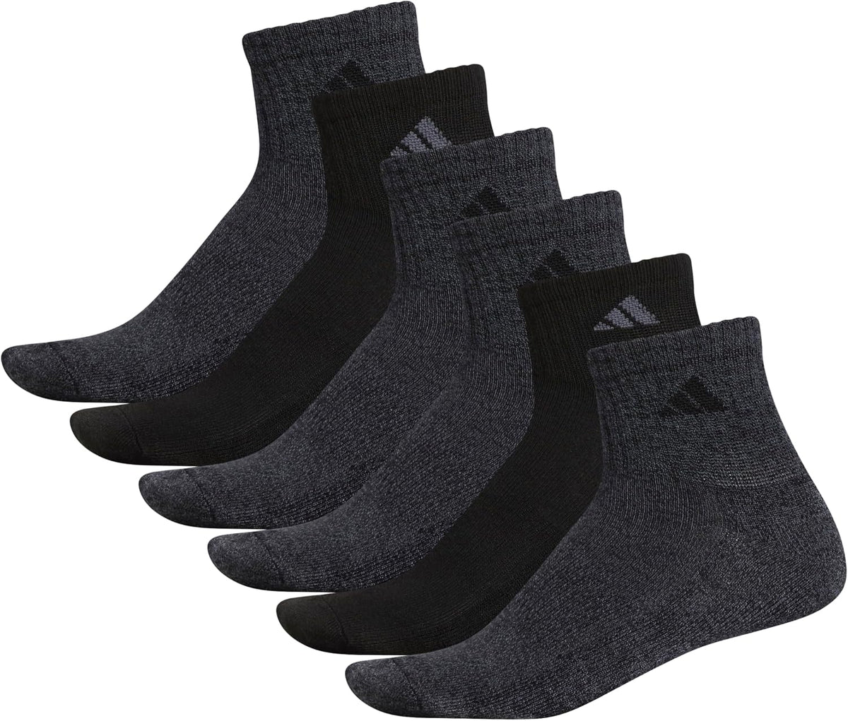 adidas Men's Athletic Cushioned Quarter Ankle Socks 6 Pairs