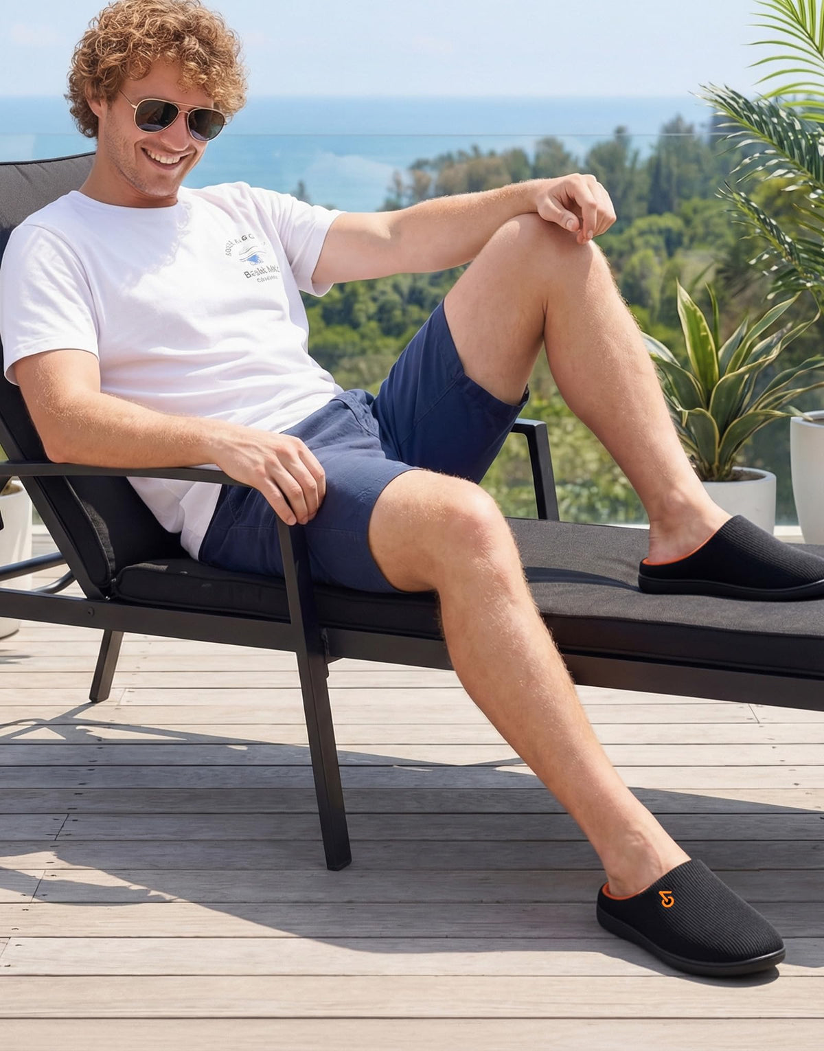 VeraCosy Men's Two-Tone House Slippers Memory Foam Indoor Rubber Sole