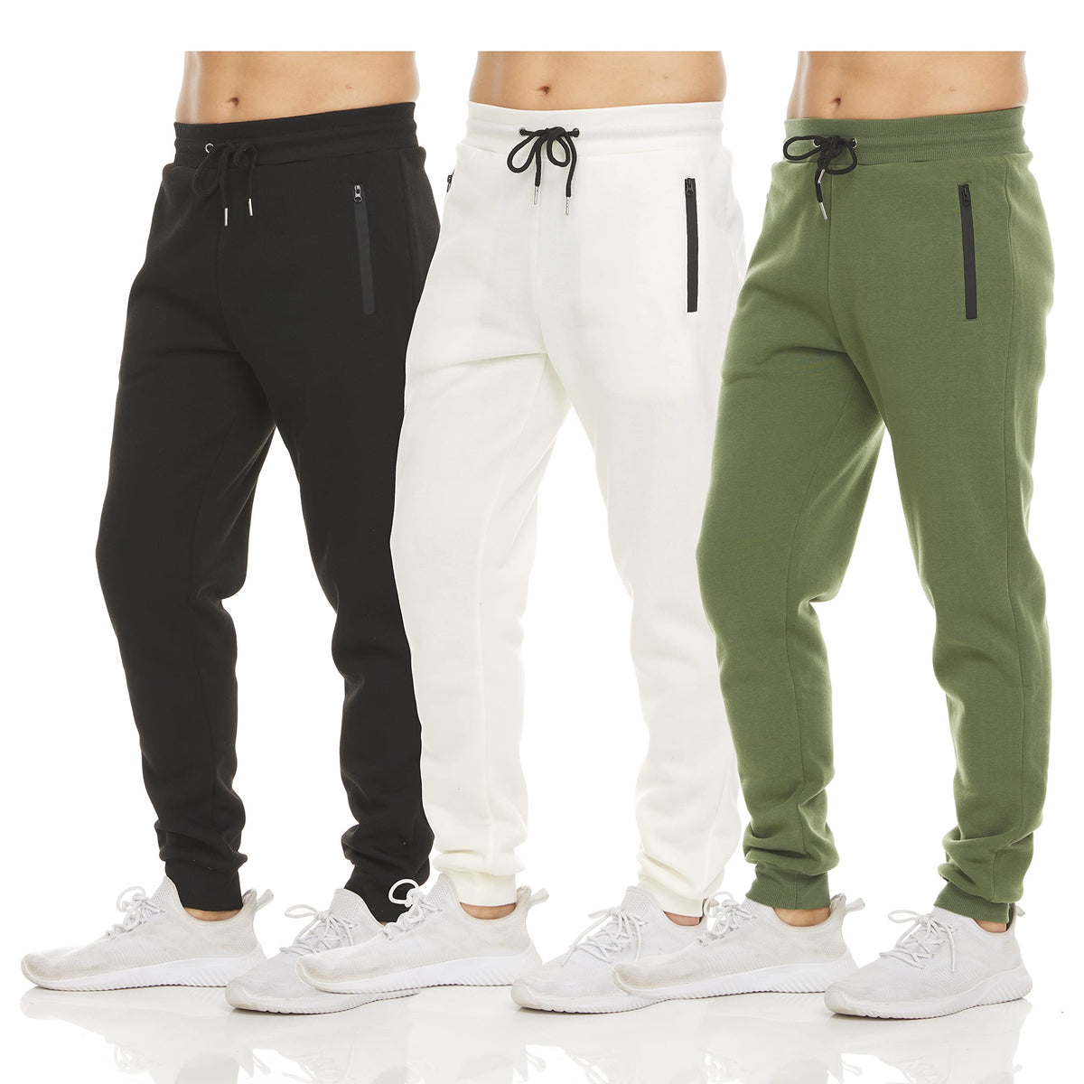 PURE CHAMP Sweatpants for Men 3 Pack Fleece Athletic Workout Joggers Mens Sweatpants with Zipper Pockets Size S-3XL