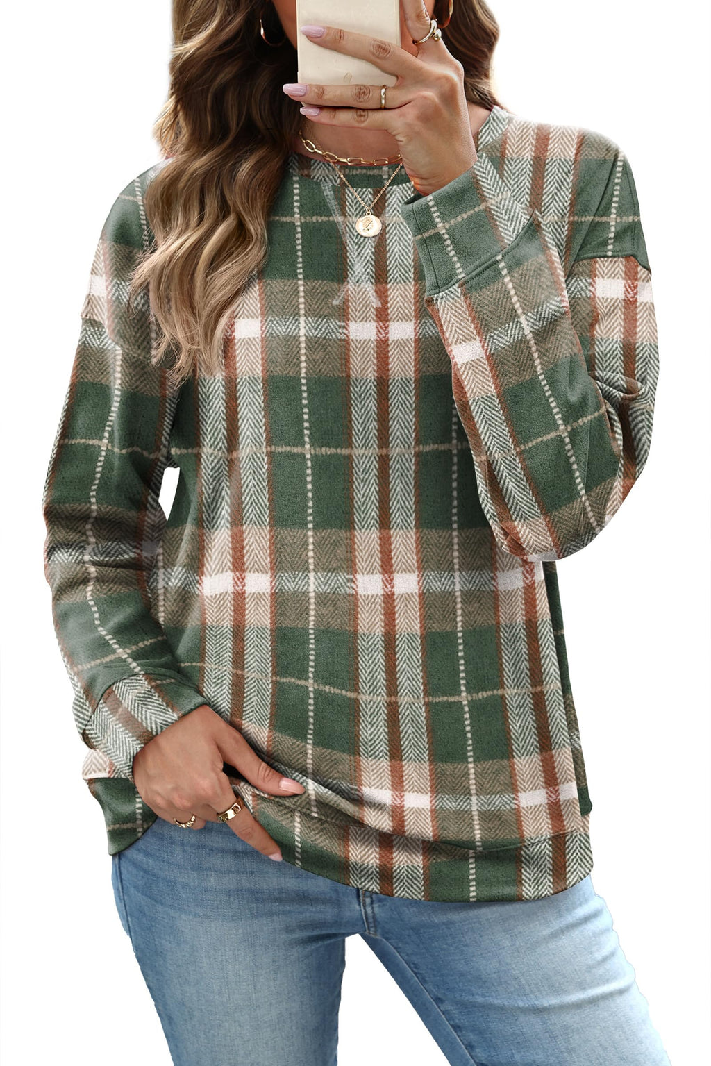 RUMIA Women's Crew Neck Sweatshirt Long Sleeve Tops for Women Fall Clothes