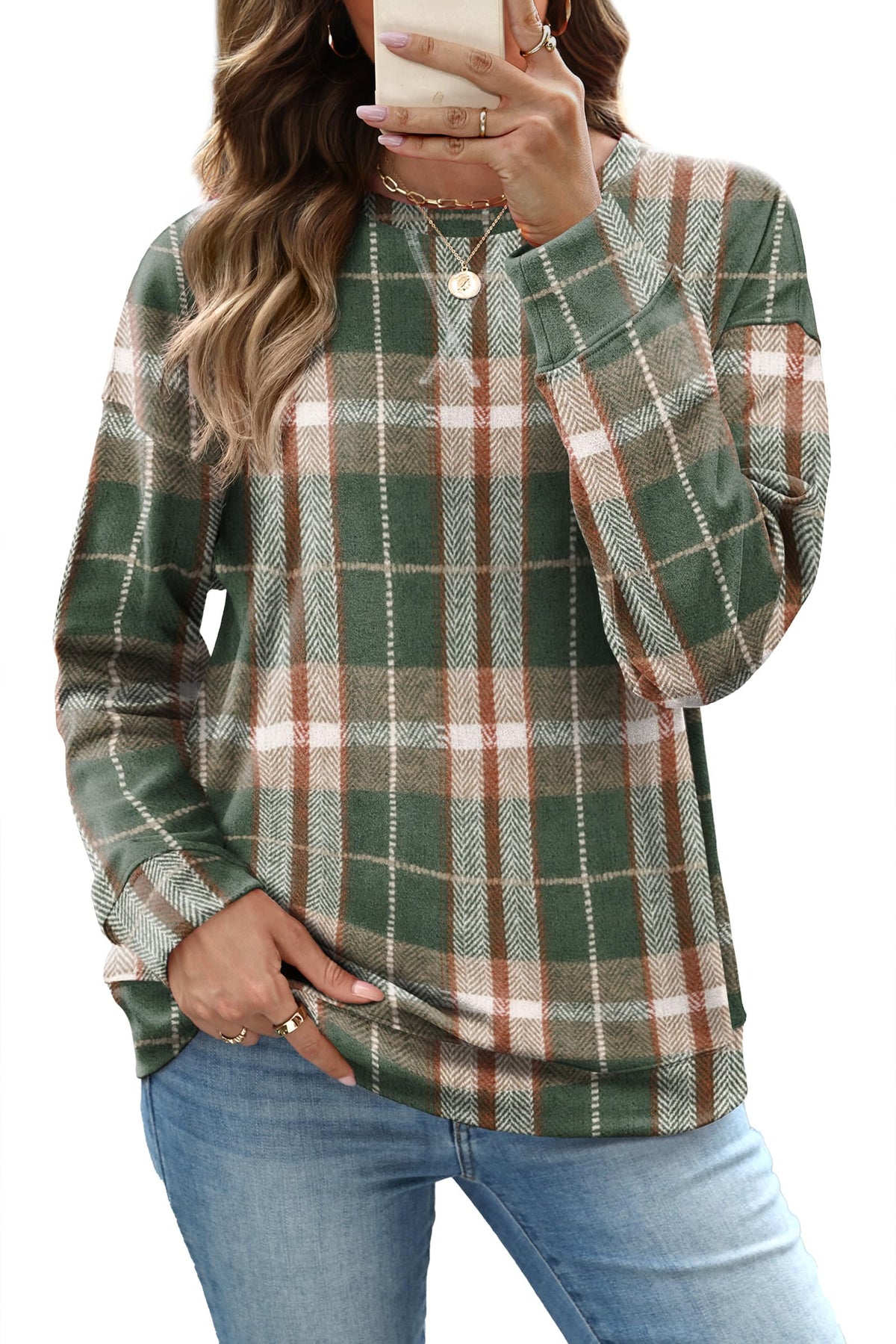 RUMIA Women's Crew Neck Sweatshirt Long Sleeve Tops for Women Fall Clothes