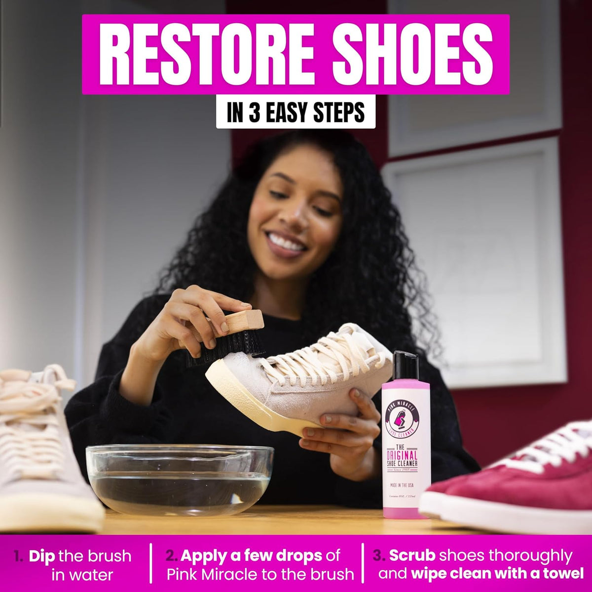 Shoe Cleaner Kit for Sneakers, Leather, Suede, Canvas & Washable Fabrics