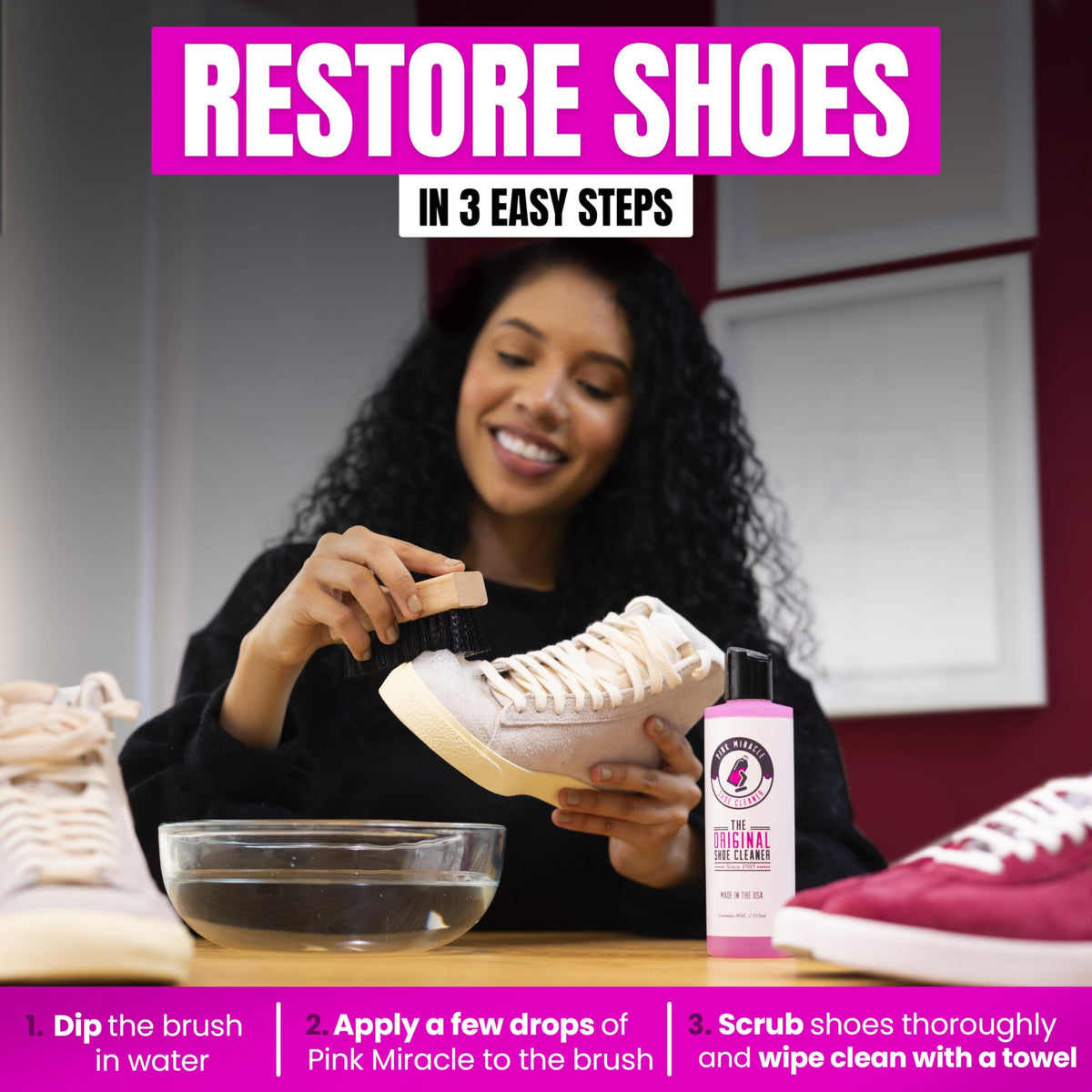 Shoe Cleaner Kit for Sneakers, Leather, Suede, Canvas & Washable Fabrics