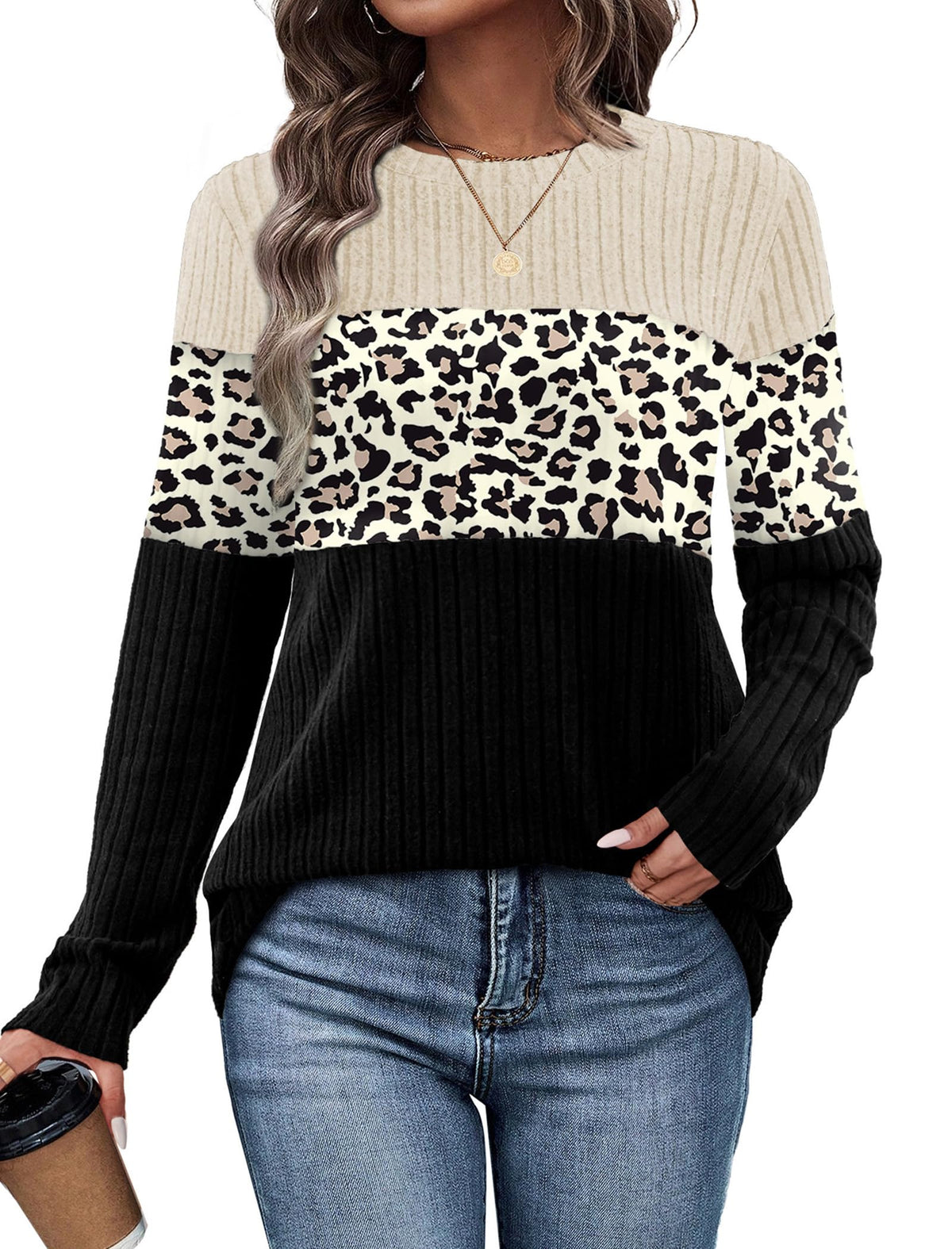 WIHOLL Womens Sweaters Trendy Color Block Tops Long Sleeve Shirts Fall Outfits Early Fall Fashion 2026 Winter Clothing