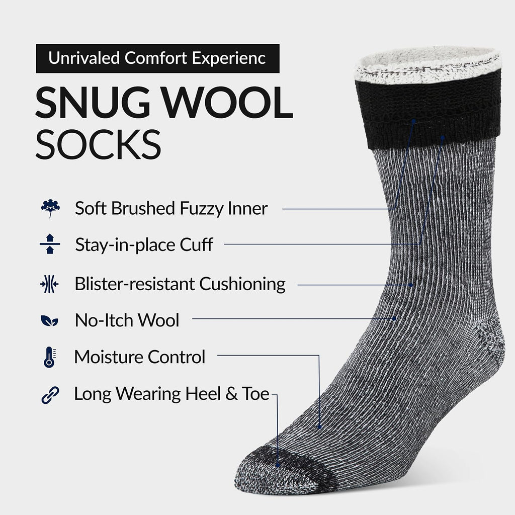Alvada Mens Merino Wool Crew Socks Thermal and Warm Socks for Winter Work Hiking Running 3 Pairs