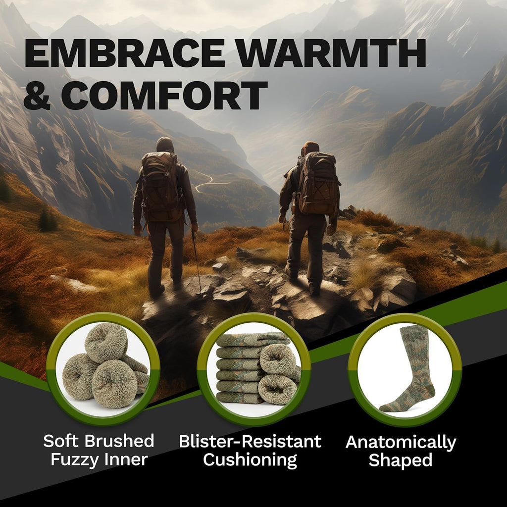 Alvada Mens Merino Wool Crew Socks Thermal and Warm Socks for Winter Work Hiking Running 3 Pairs