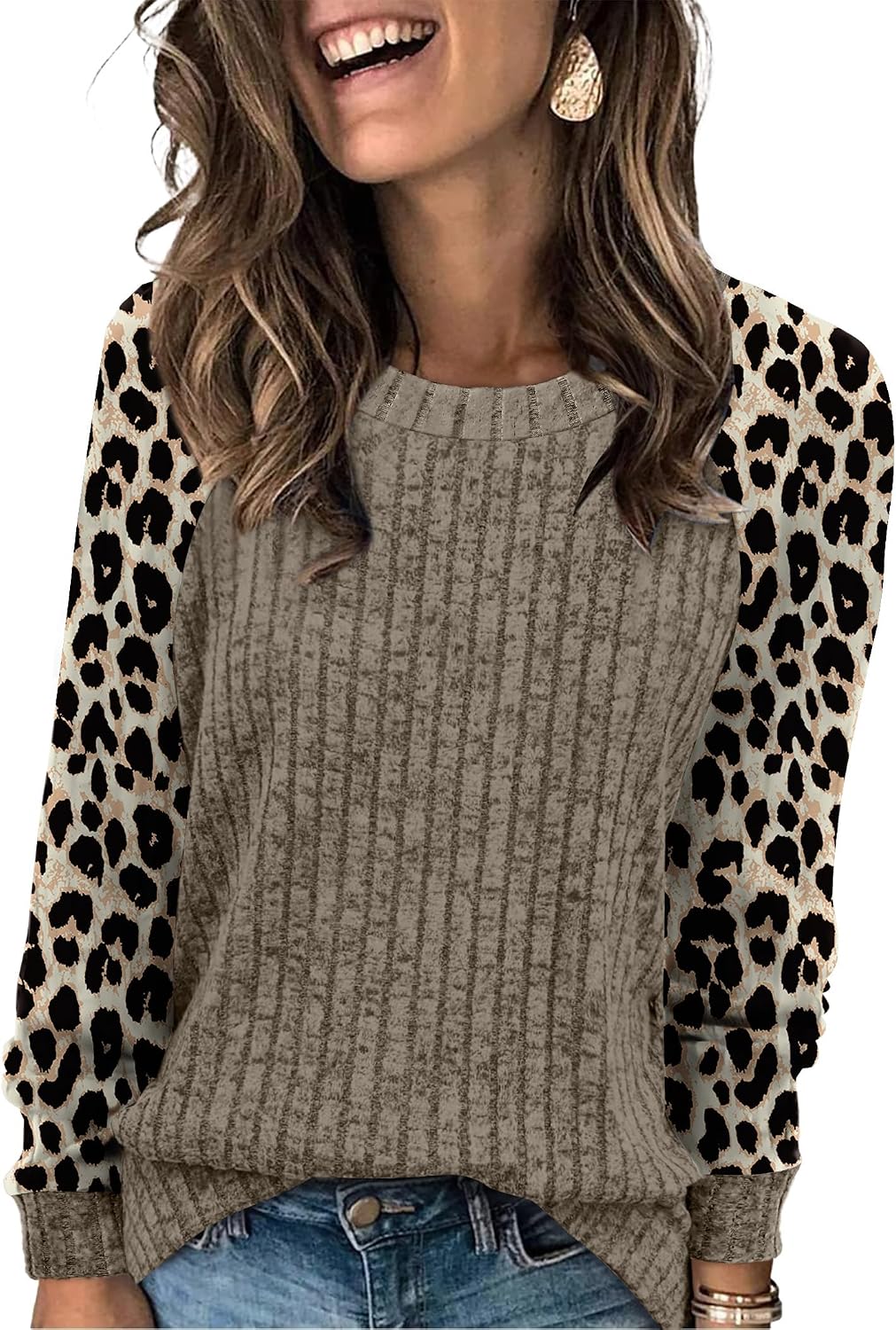 WIHOLL Long Sleeve Shirts for Women Lightweight Sweaters Fall Outfits 2026 Color Block Winter Clothing Dressy Casual Soft
