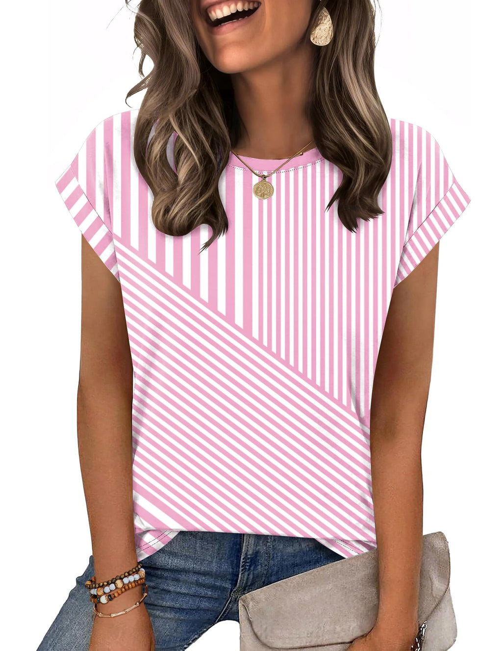 Zeagoo Womens Tops Summer Casual Cap Sleeve Tshirts Shirts Business Blouses