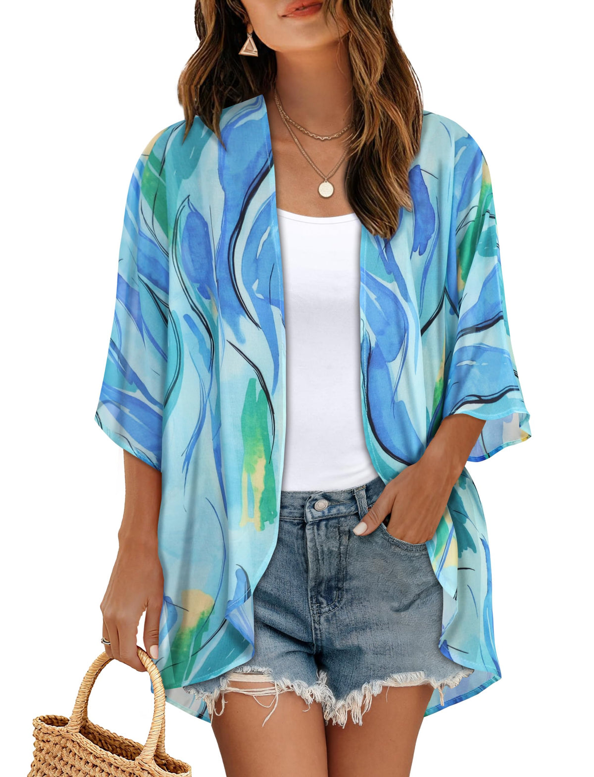 CHICGAL Womens Floral Kimono Cardigan Beach Cover Up Casual Summer Tops