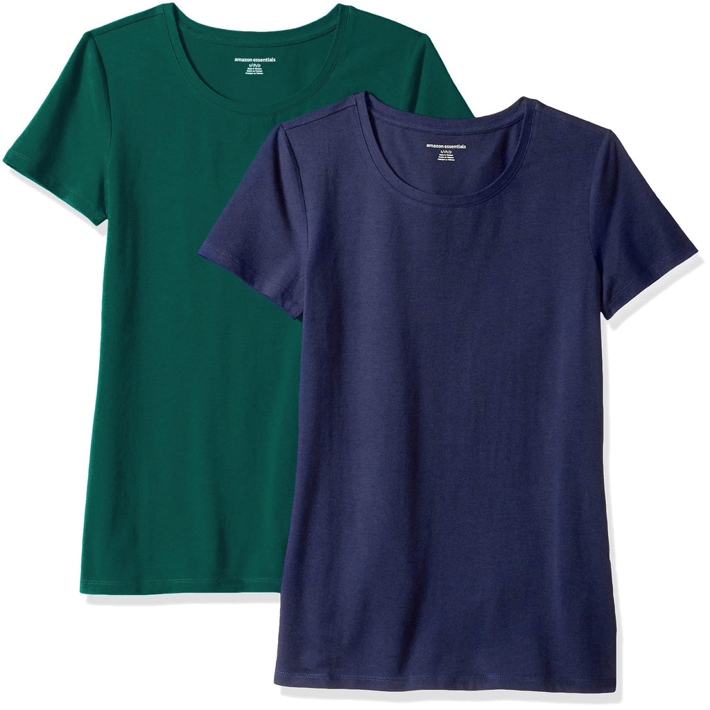 Amazon Essentials Women's Regular-Fit Short-Sleeve Crewneck T-Shirt, Cotton Modal Blend, Pack of 2