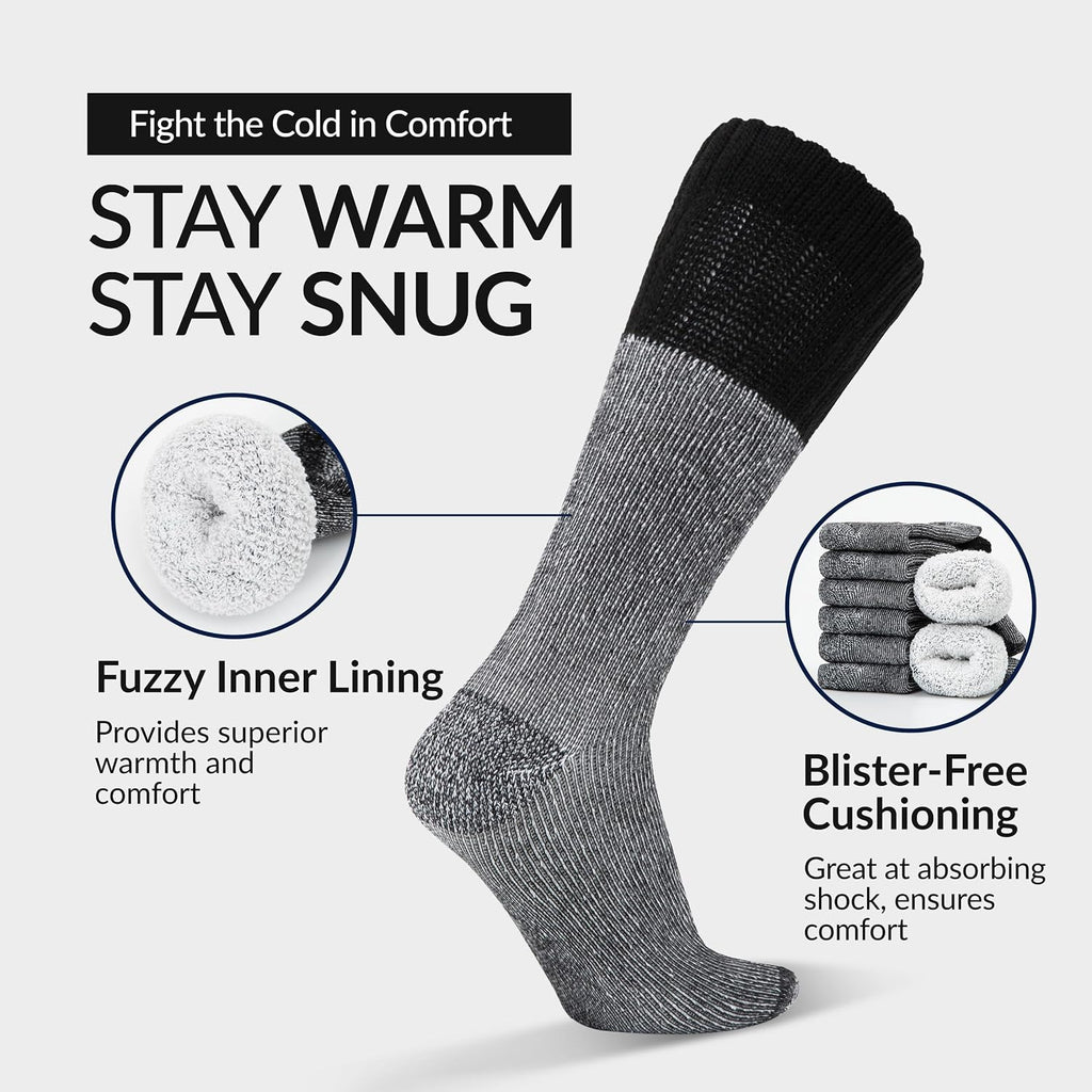 Alvada Mens Merino Wool Crew Socks Thermal and Warm Socks for Winter Work Hiking Running 3 Pairs