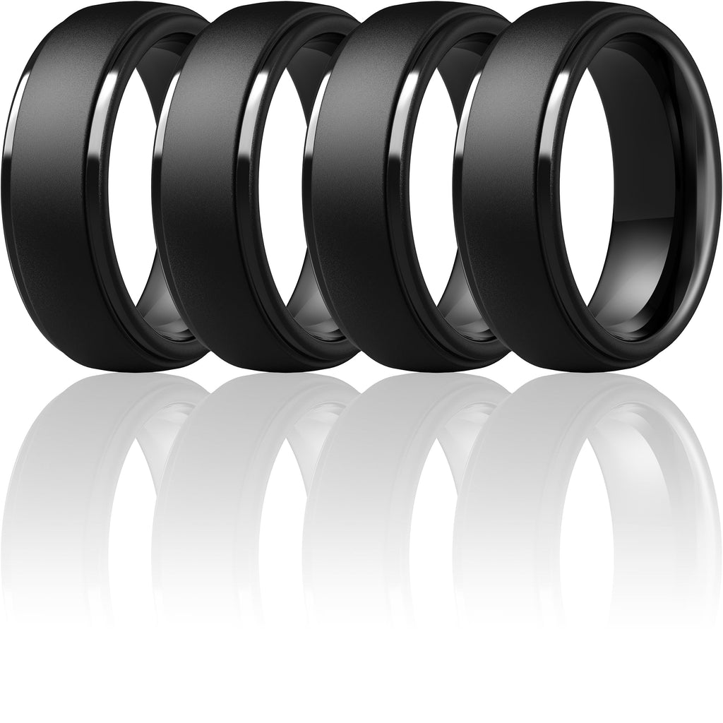 ThunderFit Silicone Rings for Men, Step Edge Rubber Wedding Bands 10mm Wide