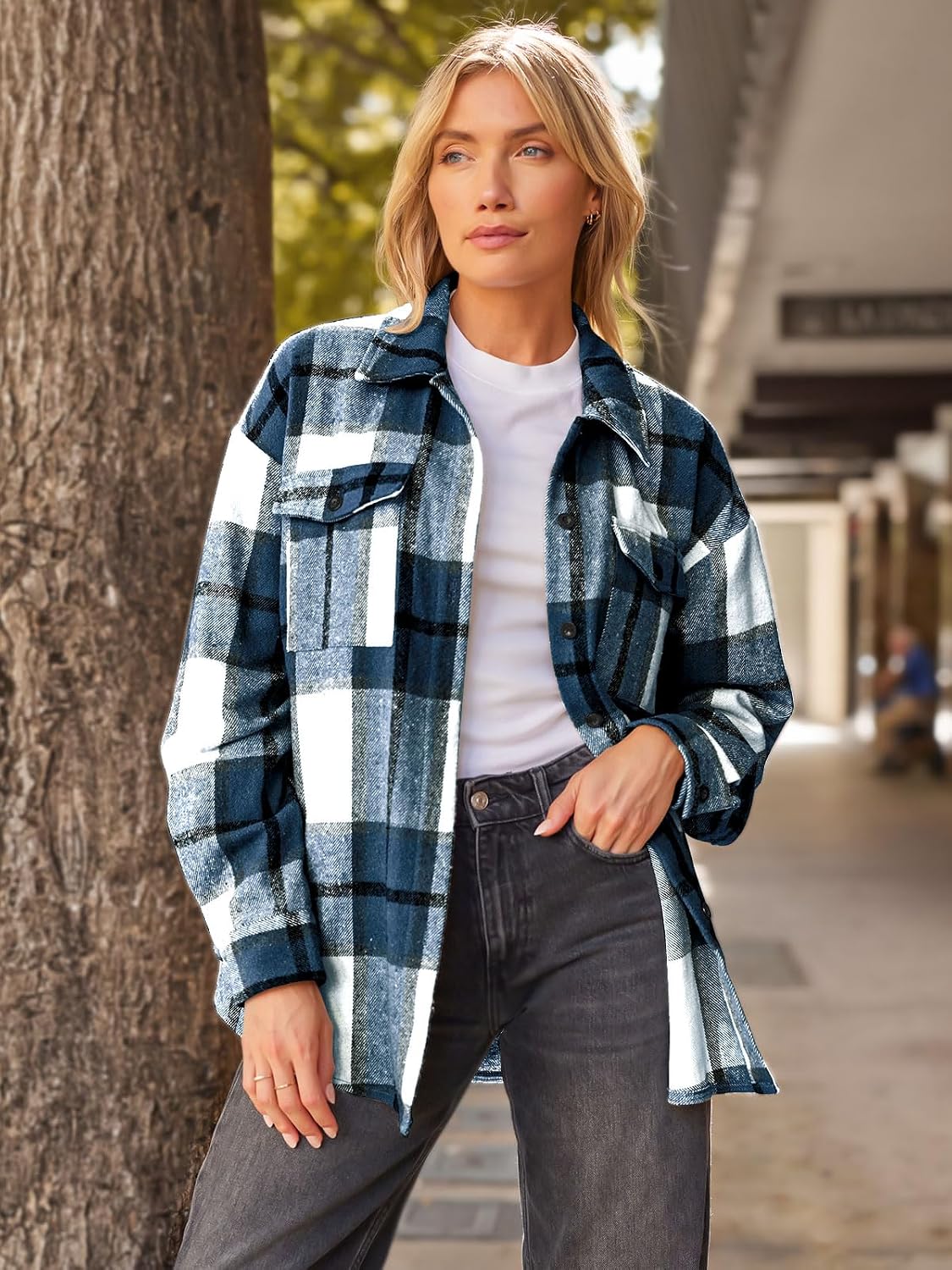 AUTOMET Shackets for Women Plaid Flannel Shirts