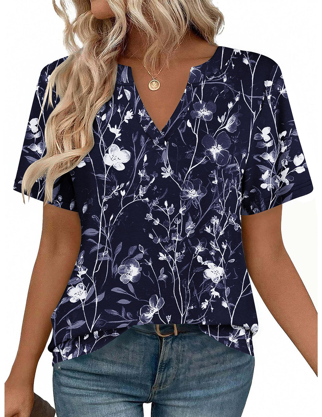 Zeagoo Womens Tops Short Sleeve V Neck Tee Shirts Cute Dressy Casual