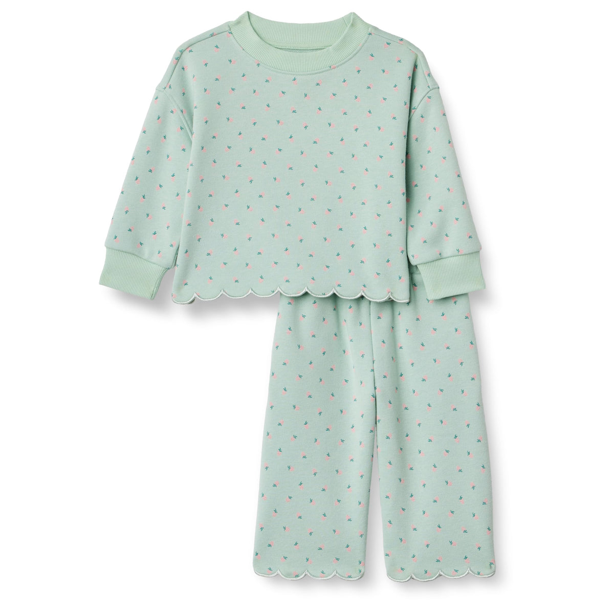 Amazon Essentials x Sofia Grainge Toddlers and Baby Girls' French Terry Sweatshirt Pant and Top Set