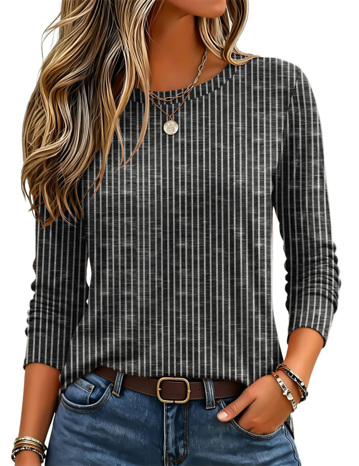 Zeagoo Women's Casual Shirts Long Sleeve Tops Crewneck Tshirts Fall Clothes