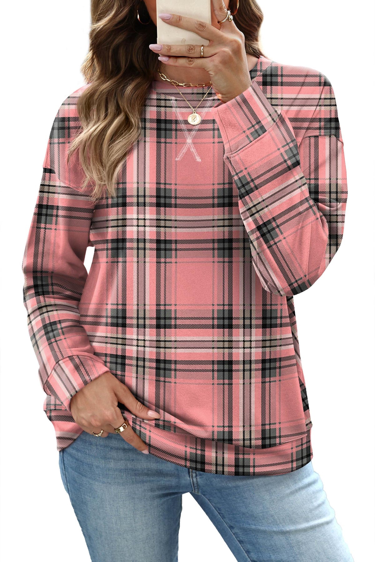 RUMIA Women's Crew Neck Sweatshirt Long Sleeve Tops for Women Fall Clothes