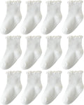 ANYANIME Toddler Socks Ruffle for Girls Baby Grip Socks Non Slip Cute Frill