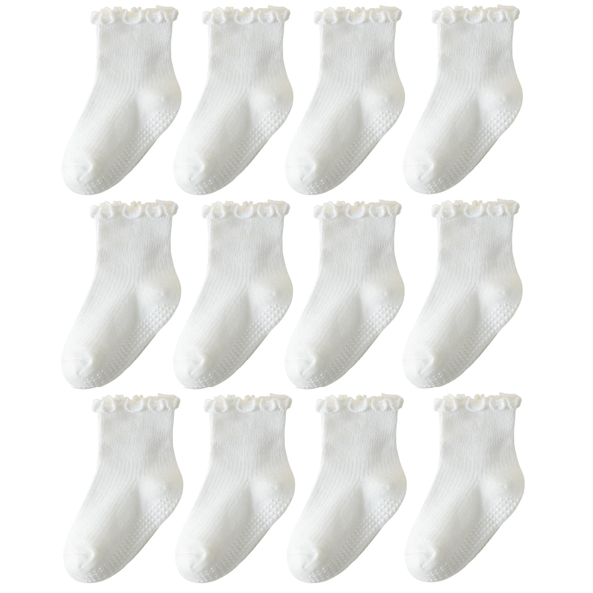 ANYANIME Toddler Socks Ruffle for Girls Baby Grip Socks Non Slip Cute Frill