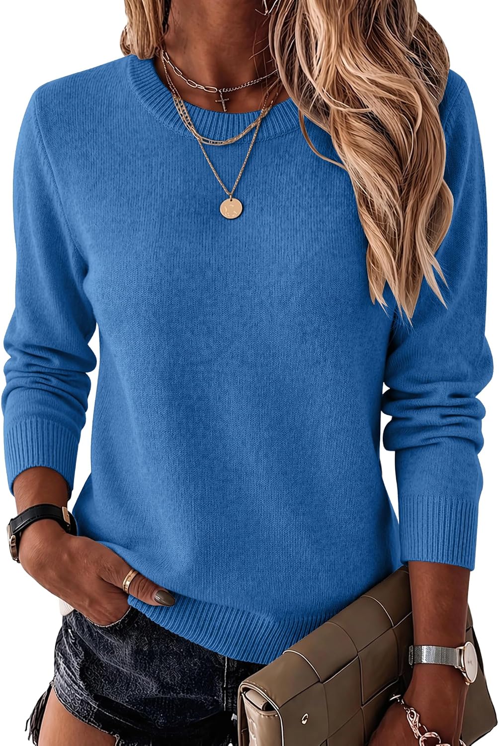 Zeagoo Womens Wool Blend Sweater Crewneck Long Sleeve Tops Fashion Clothing