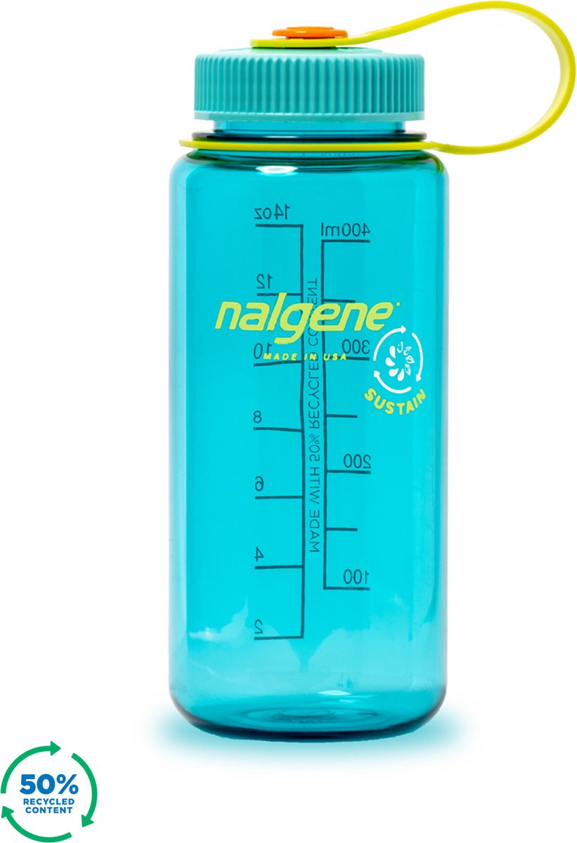 Nalgene - wide mouth bottle - drinking bottle - water bottle - leak proof - 500ml - bpa free - sustain - cerulean