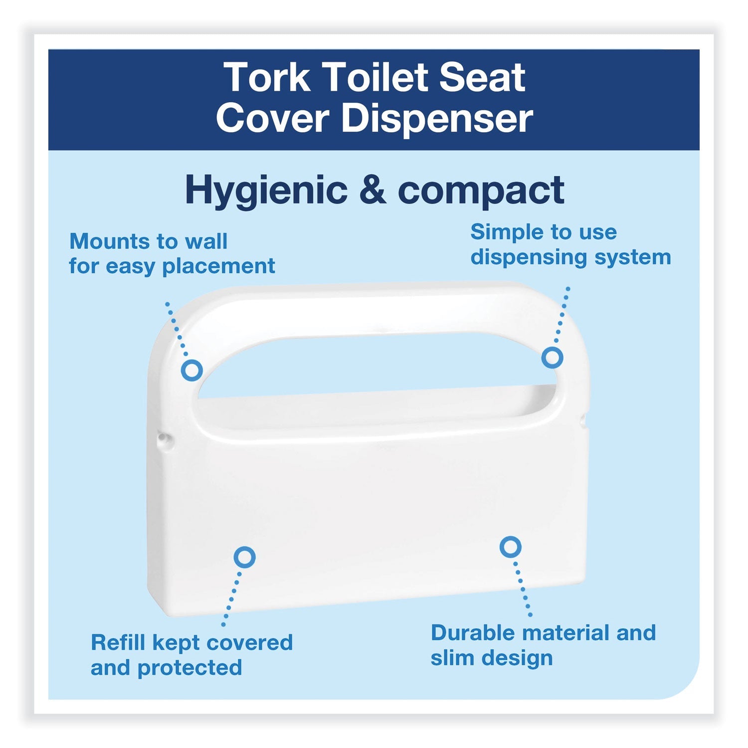 Tork Toilet Seat Cover Dispenser, 16 x 3 x 11.5, White, 12/Carton