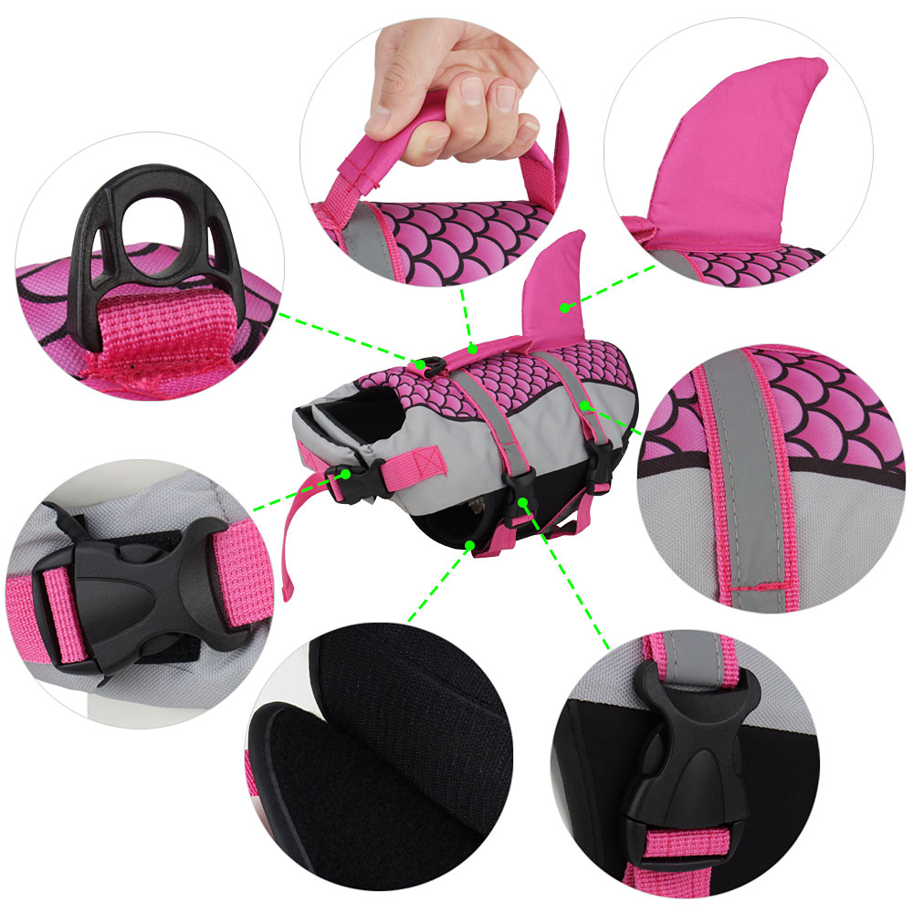 Dog Life Jacket with Rescue Handle — 5 Colors, Sizes XS–2XL