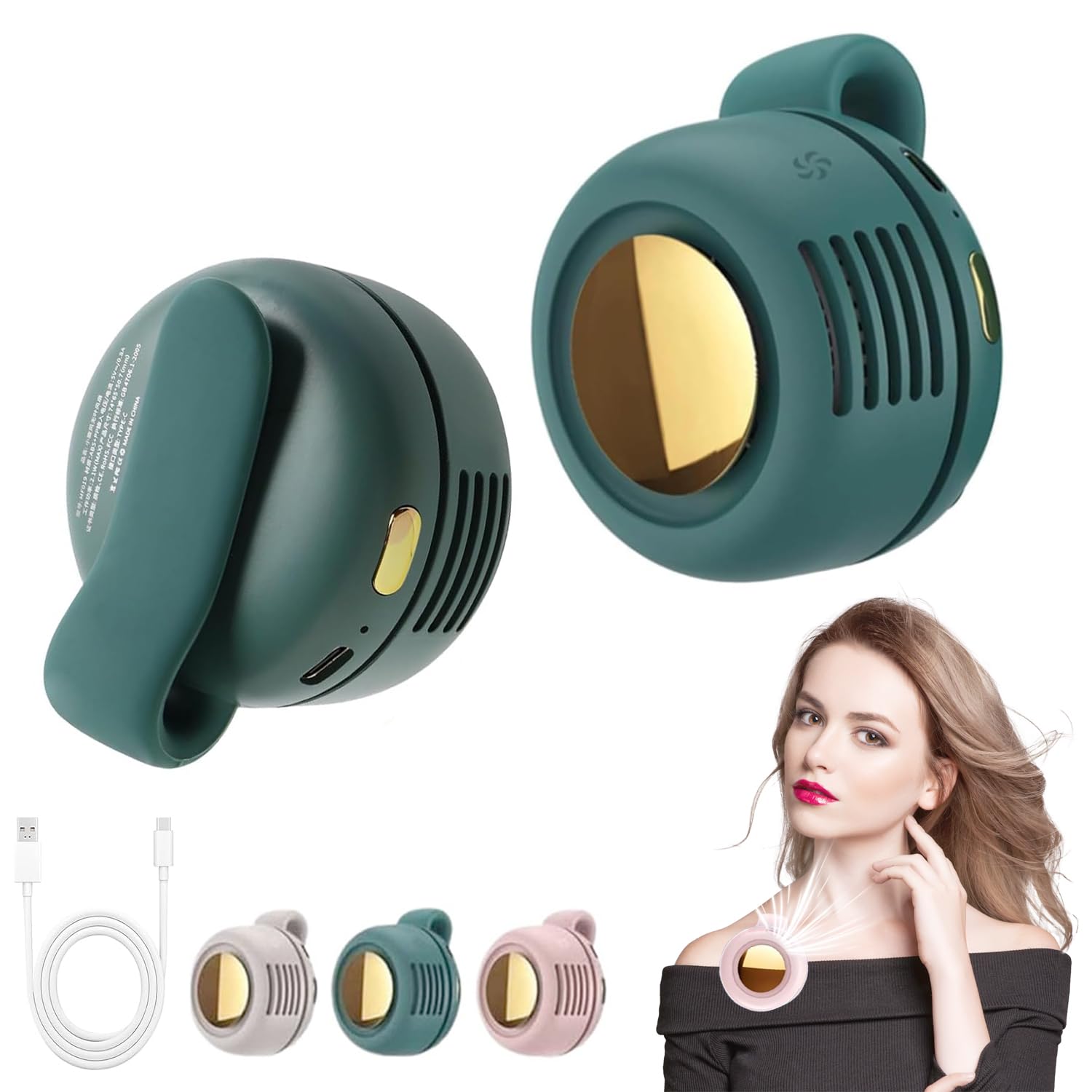 Clip-On Leafless Mini Fan — 900mAh, 3 Speeds, Type-C, Wearable