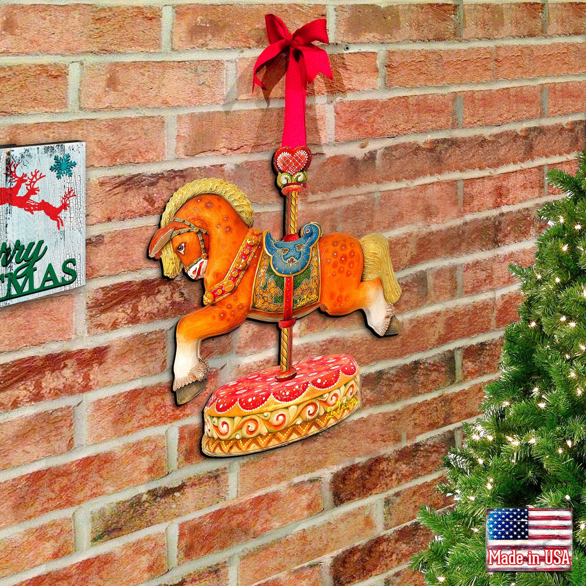 Carousel Horse Christmas Holiday Door Decor by G. DeBrekht - Carousel Holiday Decor - 8114041-1H