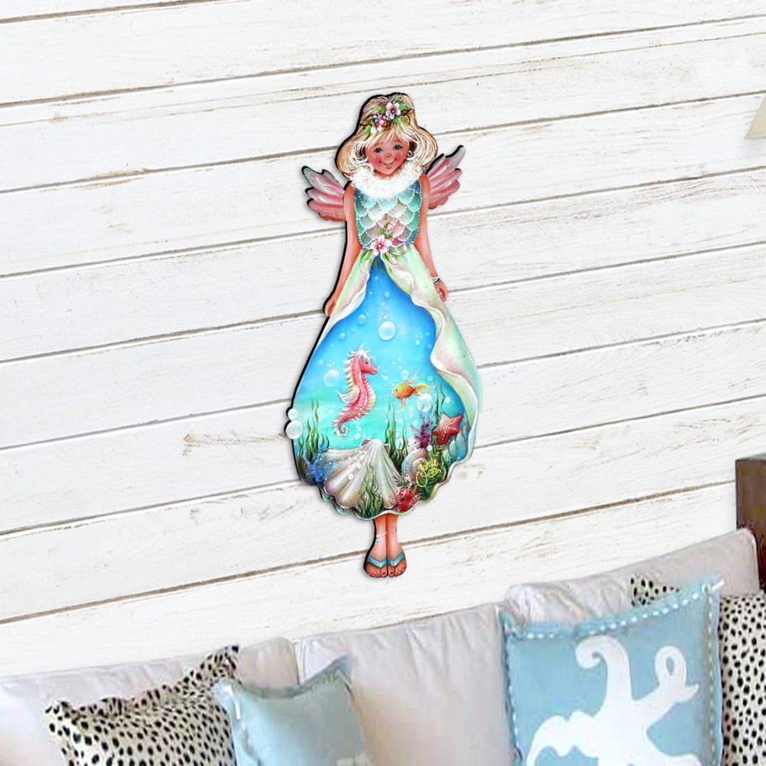 Beach Blessing Angel Coastal Door Decor by Jamie Mills-Price - Coastal Holiday Decor - 8457901H