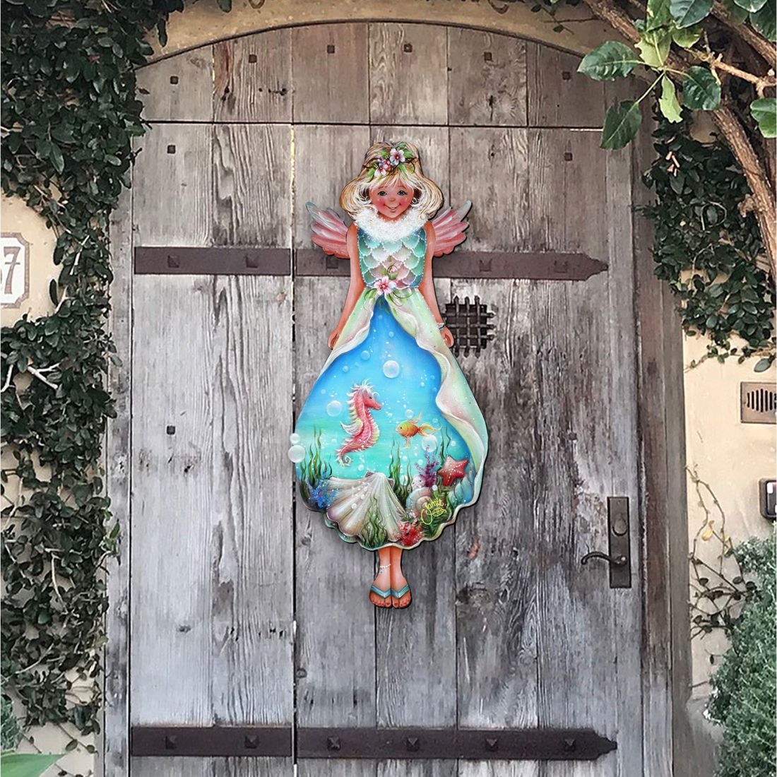 Beach Blessing Angel Coastal Door Decor by Jamie Mills-Price - Coastal Holiday Decor - 8457901H