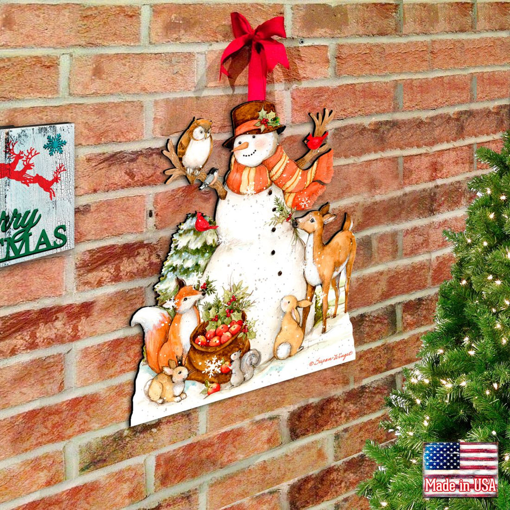Ivory Snowman Christmas Door Decor by Susan Winget - Christmas Santa and Snowman Decor - 8471107H-SW