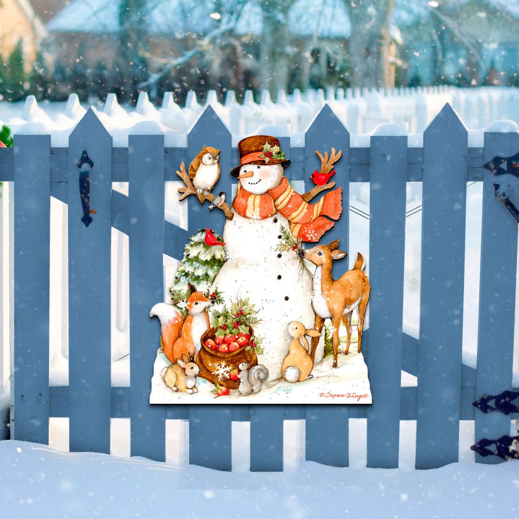 Ivory Snowman Christmas Door Decor by Susan Winget - Christmas Santa and Snowman Decor - 8471107H-SW