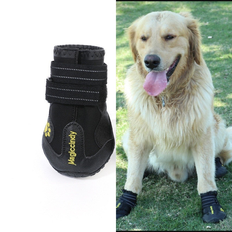 Dog Waterproof Rubber Boots 4-Pack — Black & Red, Sizes 1–8