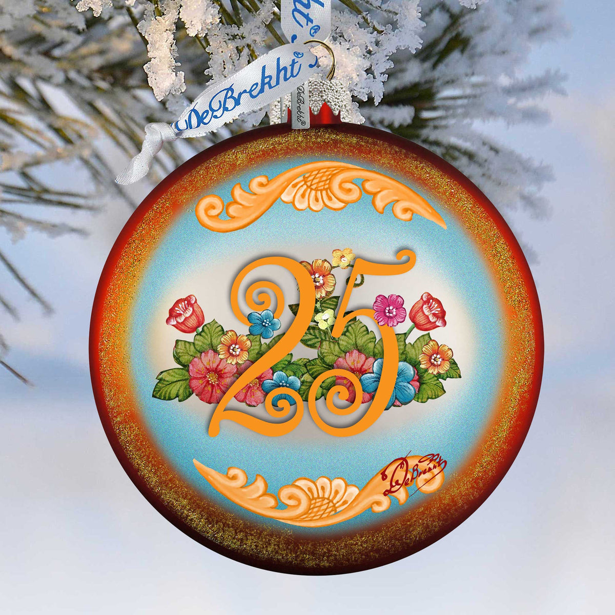 25th Anniversary Glass Ornament by G. Debrekht - Christmas Decor - 744-018