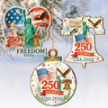 Patriotic 250 Years of Freedom Wooden Ornaments – USA 250th Anniversary 2026 Set of 3 – Handcrafted in USA – 8091132-S3