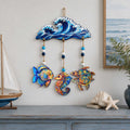 Ocean Wave Wooden Wall Hanger with Fish, Seahorse & Sea Turtles – Coastal Décor – 862106-S4
