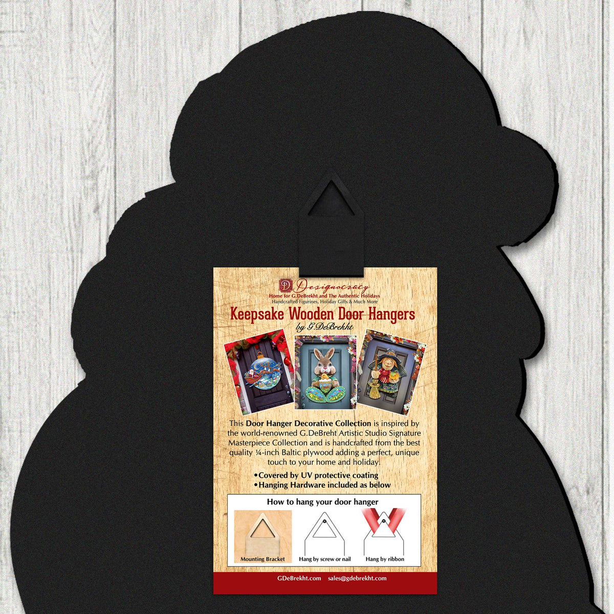 Boo Cat Halloween Wooden Door Hanger – Handcrafted Wooden Fall Door Décor by G. Debrekht - 8652895H
