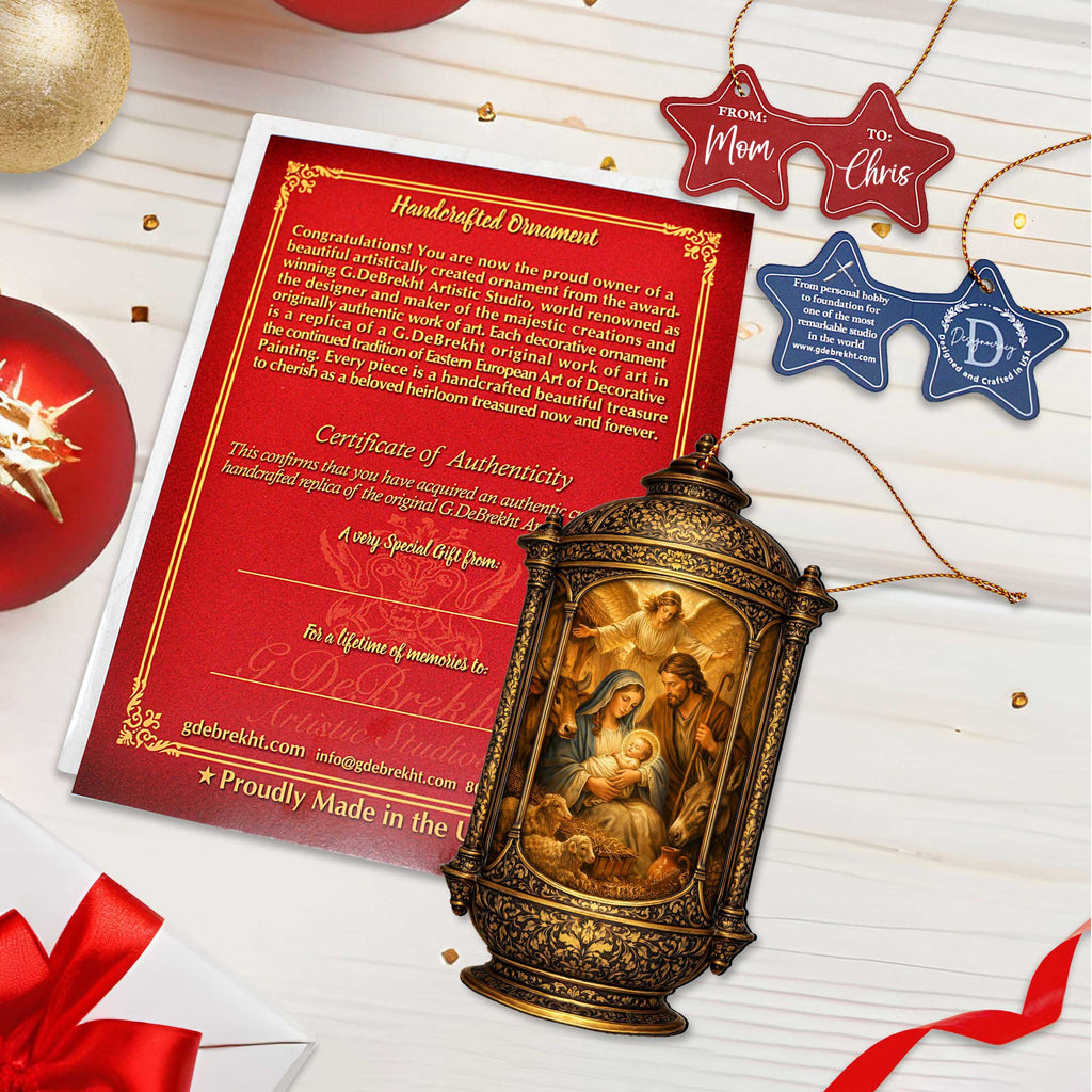 Holy Family Scene Holiday Wooden Ornaments by G. DeBrekht - Nativity Holiday Decor - 8652875