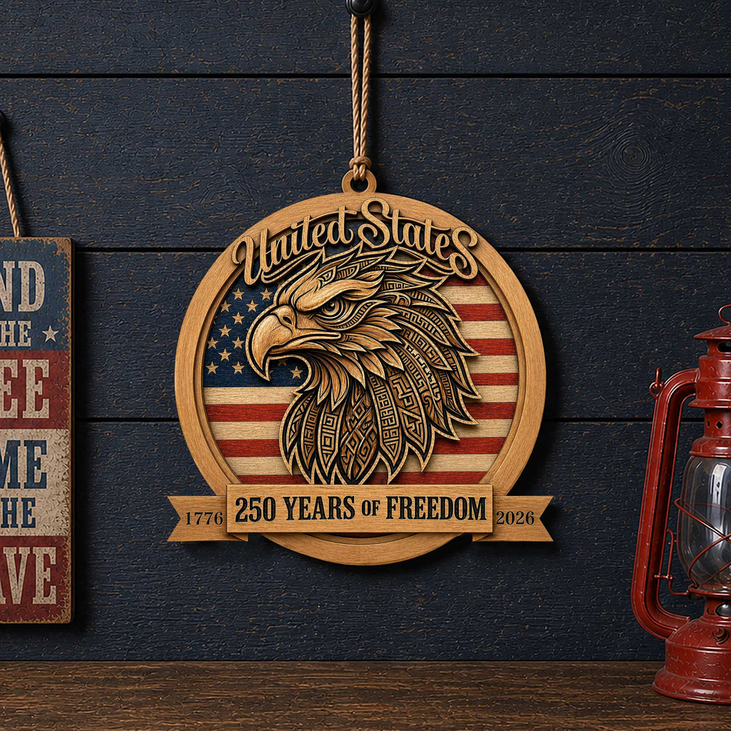 United States 250 Years of Freedom Eagle Door Hanger – Patriotic Wooden Wall Decor 1776–2026 - 8652876H