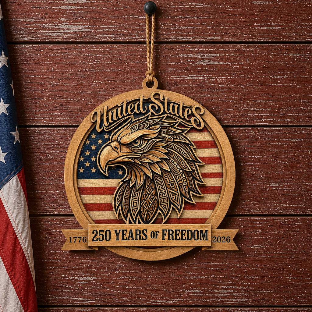 United States 250 Years of Freedom Eagle Door Hanger – Patriotic Wooden Wall Decor 1776–2026 - 8652876H