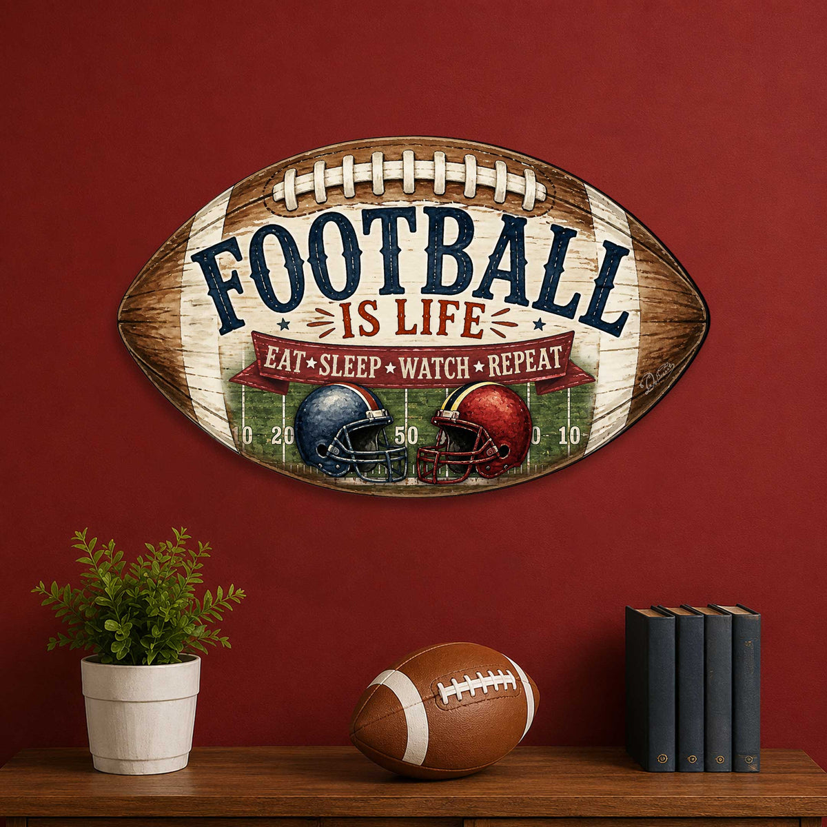 Football Is Life Door Hanger – Rustic Football Sports Sign – Football Wall Decor by G.Debrekht - 8652883H