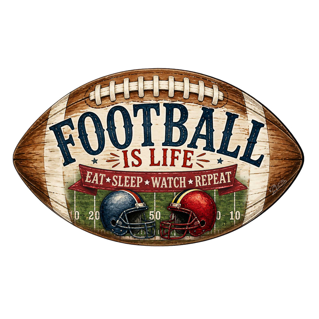 Football Is Life Door Hanger – Rustic Football Sports Sign – Football Wall Decor by G.Debrekht - 8652883H