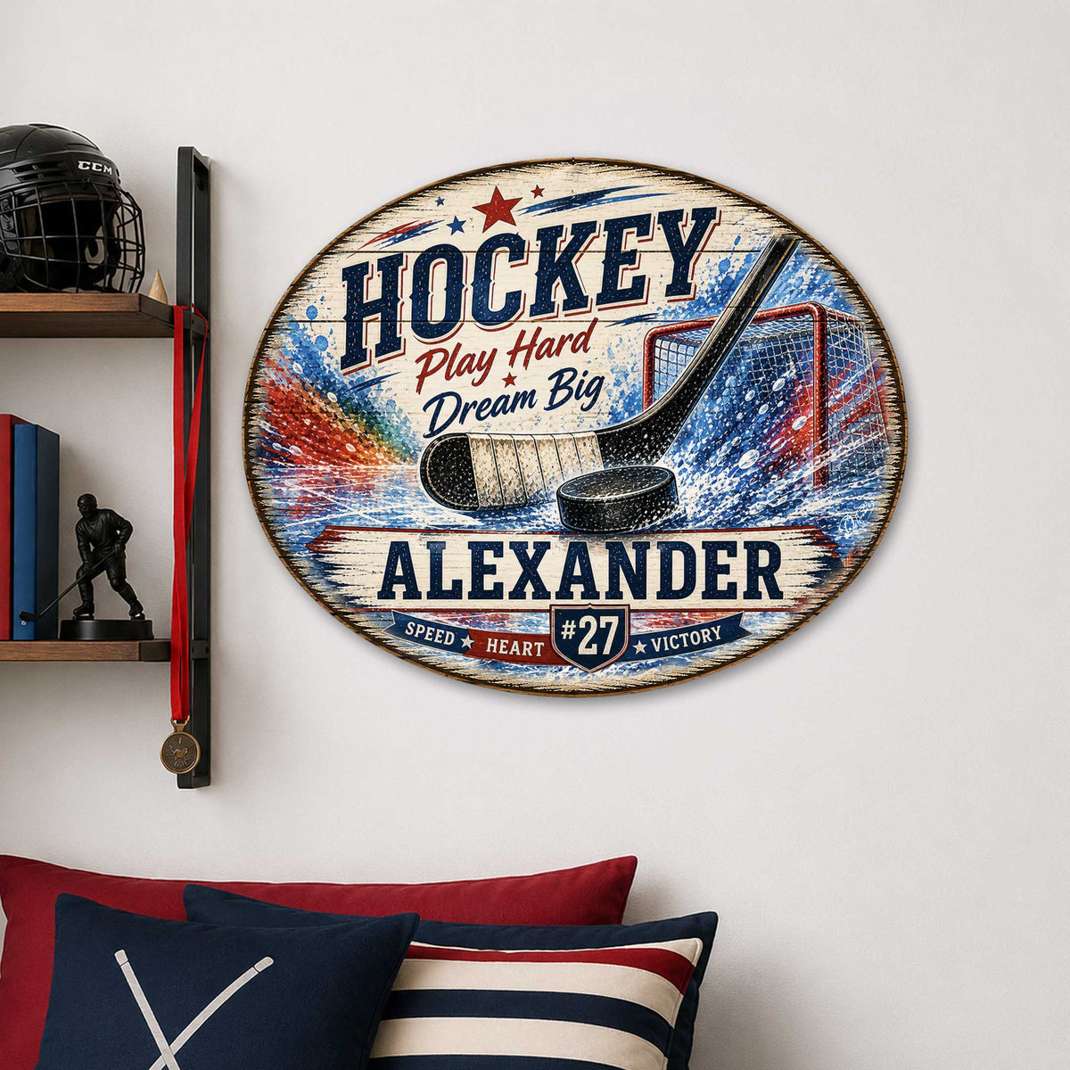 Personalized Hockey Wall Decor – Custom Hockey Name Sign – 22x18 Sports Wall Art by G. Debrekht - 8652886H