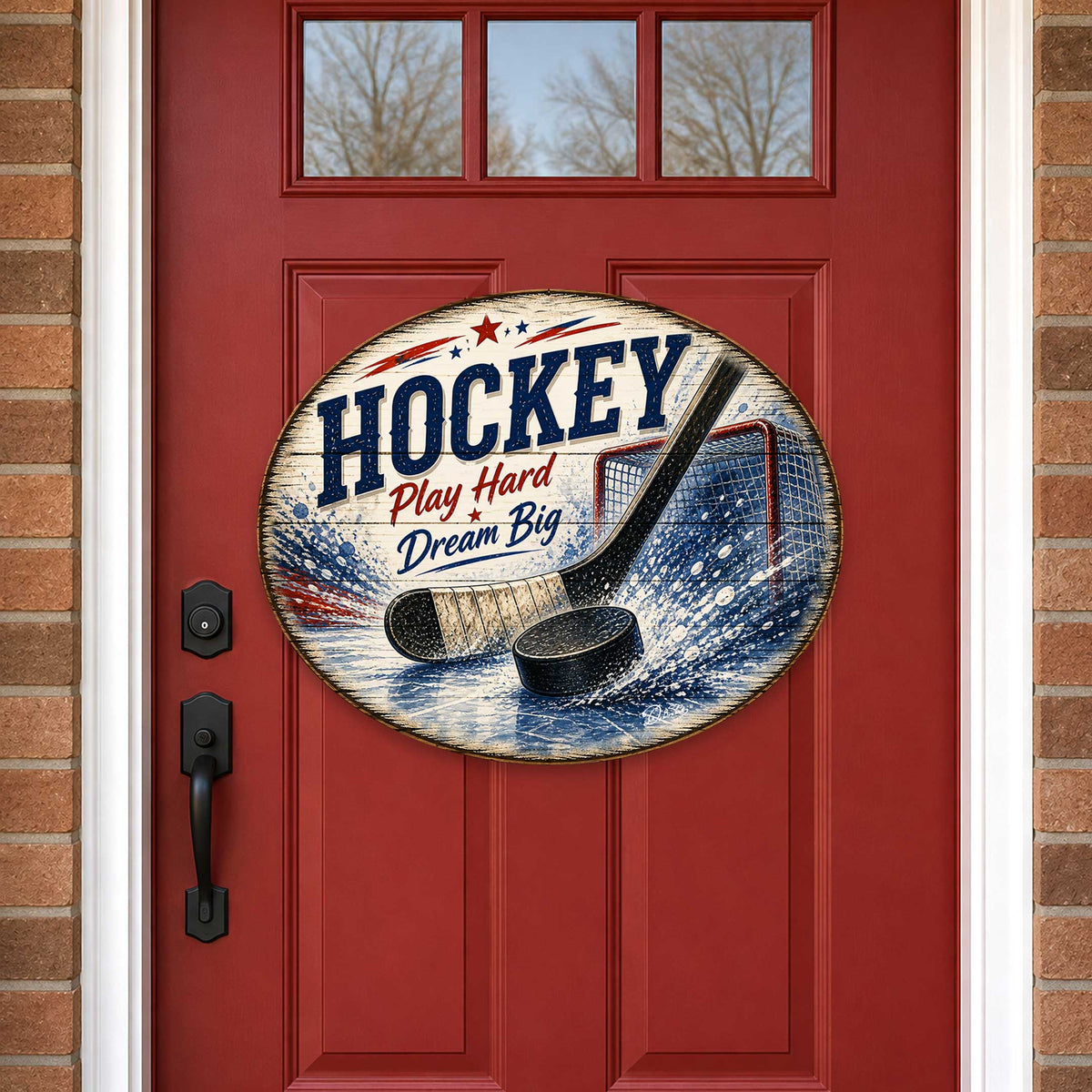Hockey Play Hard Dream Big Wall Decor – Rustic Hockey Sports Sign – 22x18 Wall Art by G. Debrekht - 8652887H