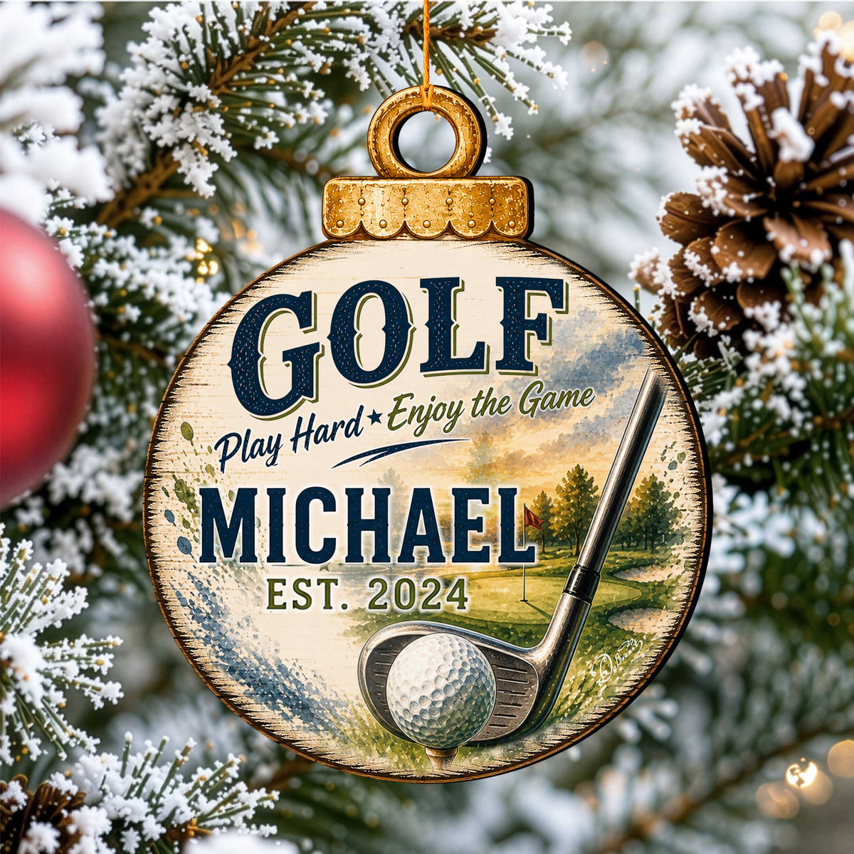 Personalized Golf Christmas Ornament – Custom Golfer Ornament – Golf Lover Gift – Golf Tree Ornament – Sports Christmas Keepsake by G.Debrekht - 8652888
