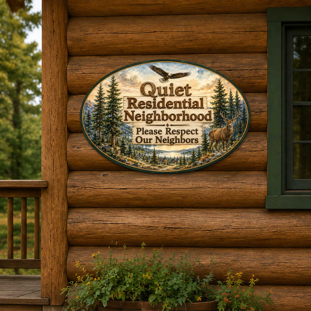 Quiet Residential Neighborhood Wooden Outdoor Sign by G. Debrekht - 8652894H