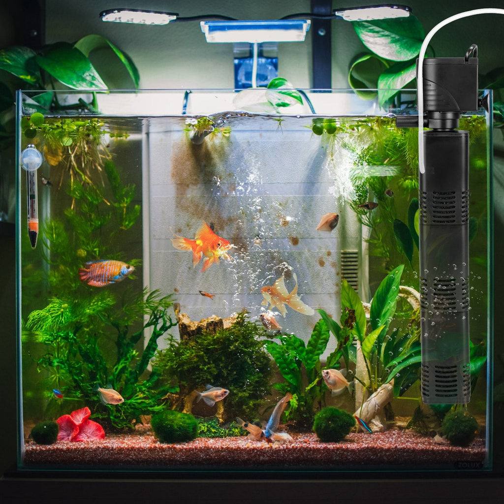 4 in 1 Submersible Aquarium Filter for 60 to 160Gallon Fish Tank Powerful Internal Fish Tank Filter with Biochemical Cotton Filter For Saltwater Fresh