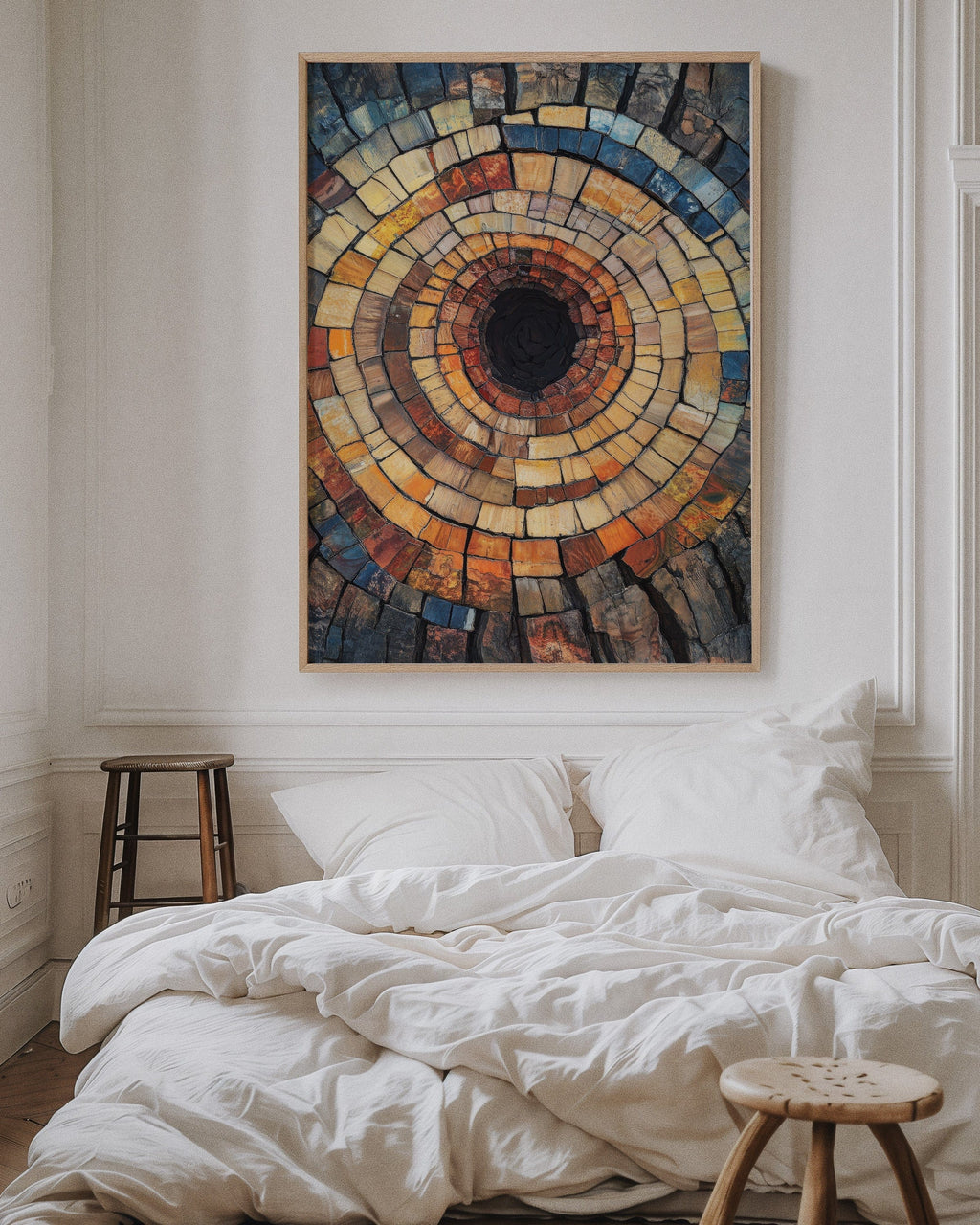 Petrified Wood Spiral – Rustic Earth-Toned Abstract Wall Art